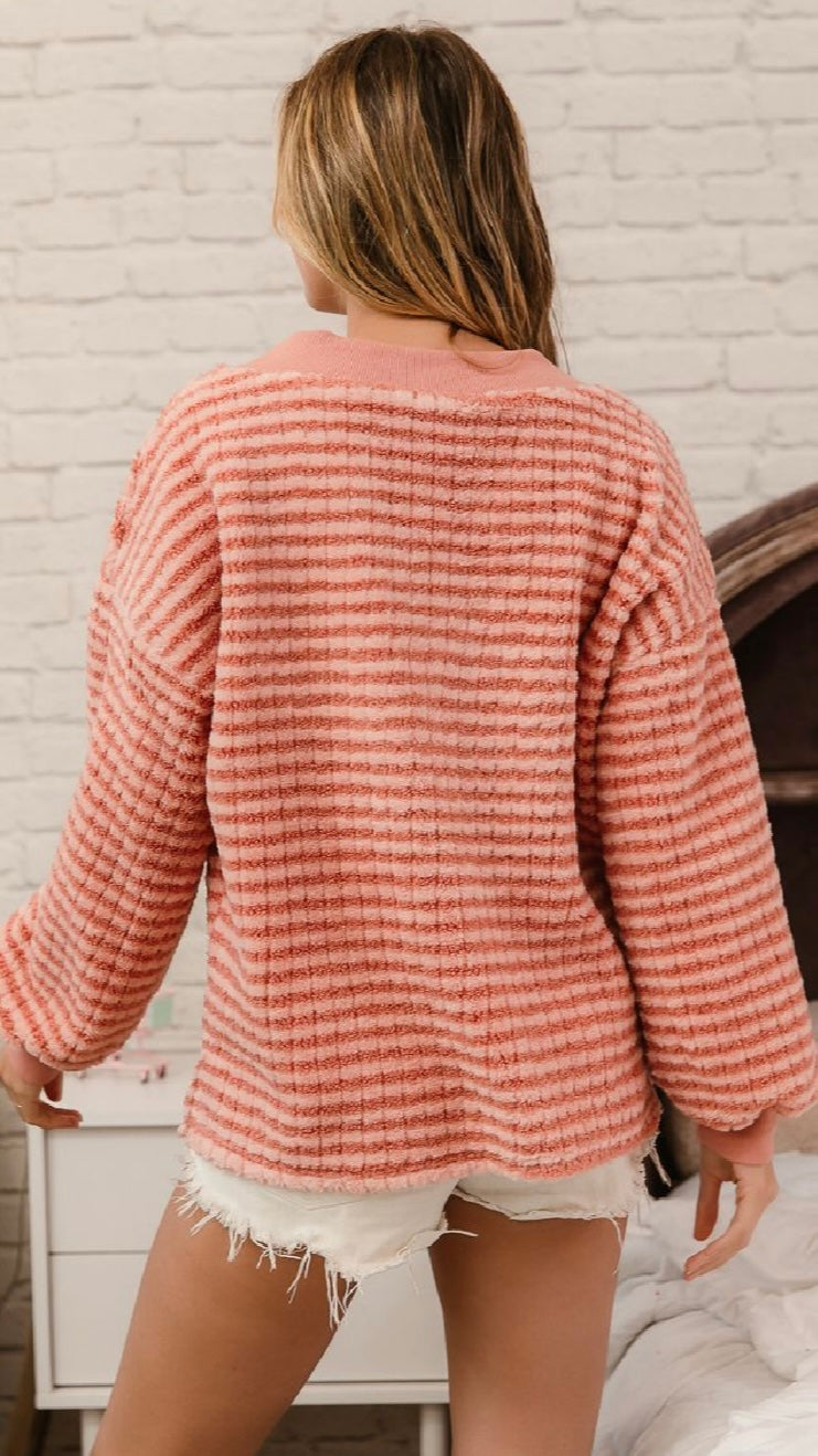 Camila Peach Stripe Knit Top