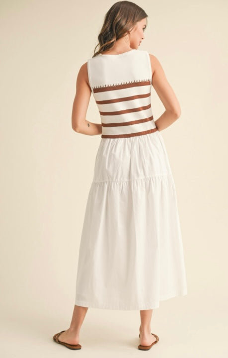 Mayra Brown Striped Midi Dress