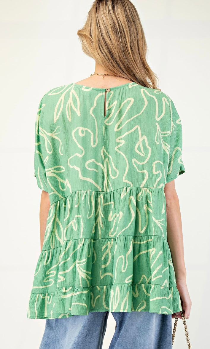 Brittany Green Babydoll Top (plus size)