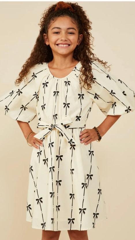 Hayden Ivory Black Bow Dress