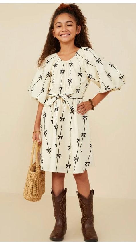 Hayden Ivory Black Bow Dress