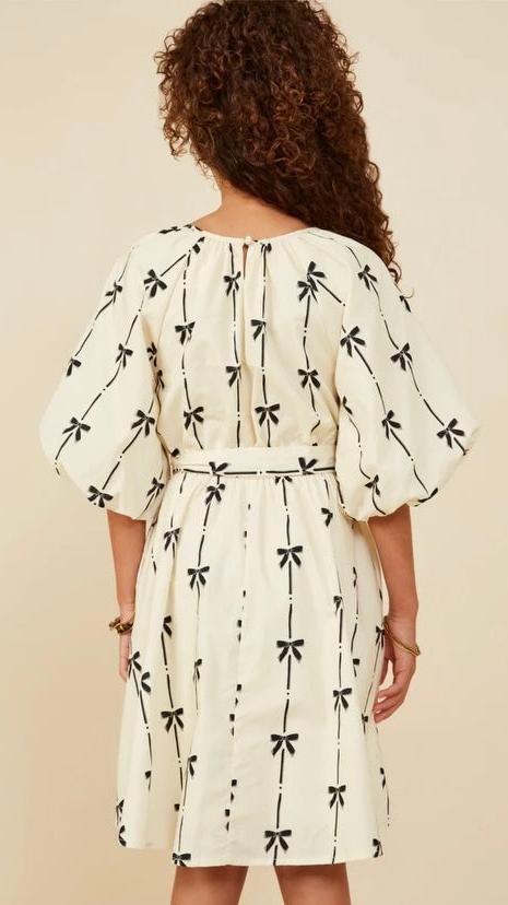 Hayden Ivory Black Bow Dress