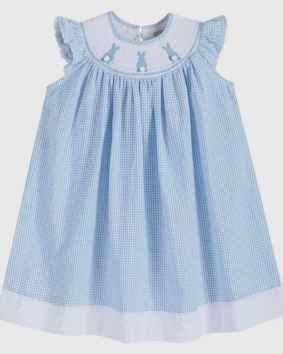 Lil Cactus Blue Gingham Easter Bunny Dress