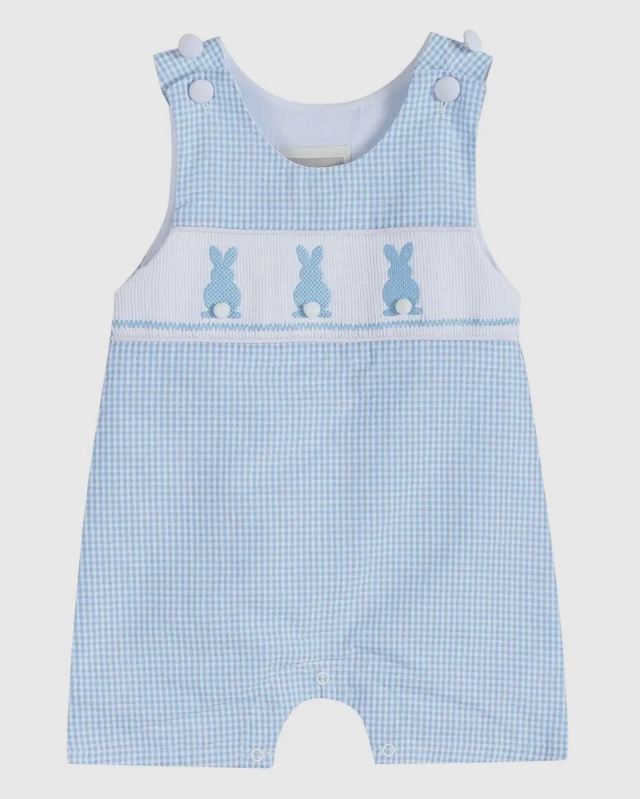 Lil Cactus Blue Gingham Smocked Overalls