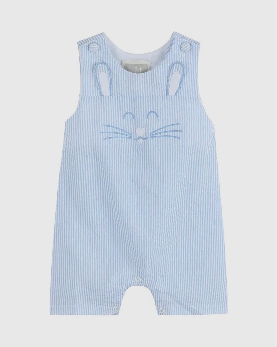 Lil Cactus Blue Gingham Easter Bunny Face Shortalls