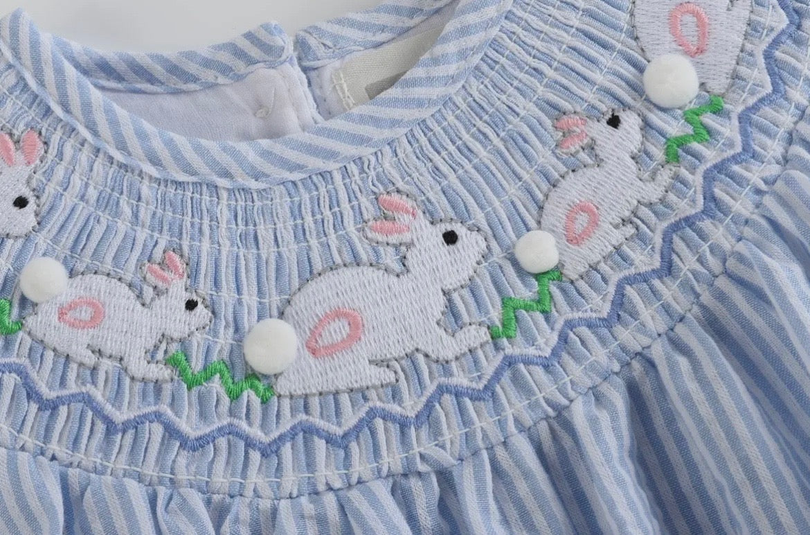 Lil Cactus Blue Seersucker Flutter Romper
