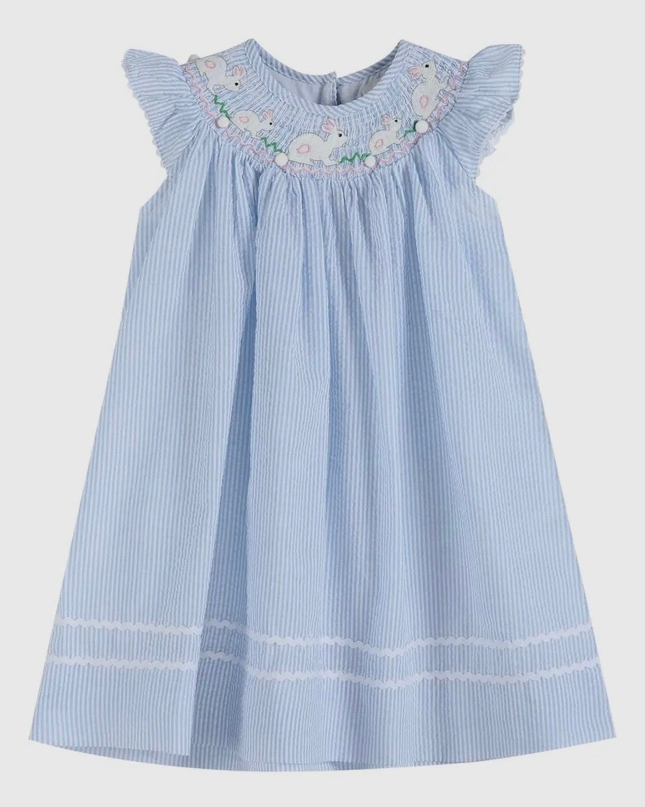 Lil Cactus Blue Seersucker Easter Bunny Dress