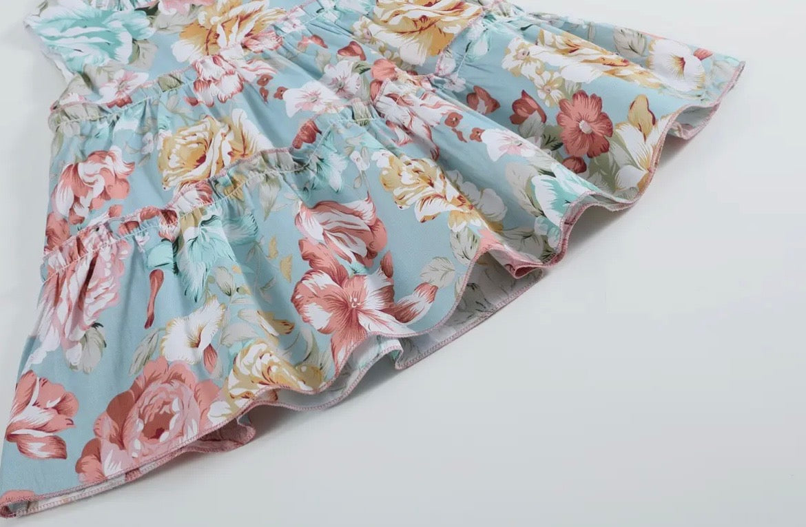 Lil Cactus Floral Ruffle Tiered Dress