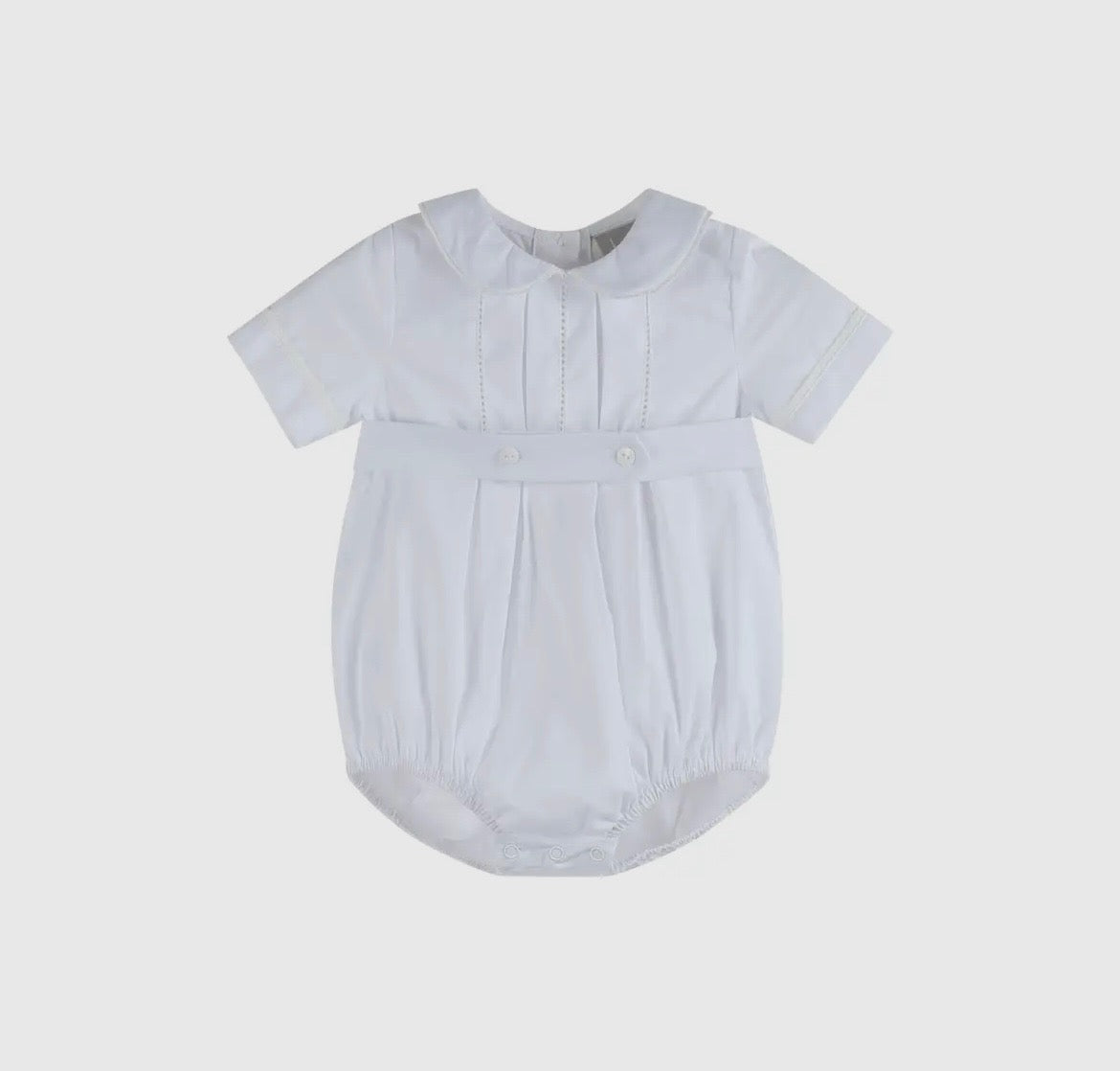 Lil Cactus White Collared Button Romper with Bonnet
