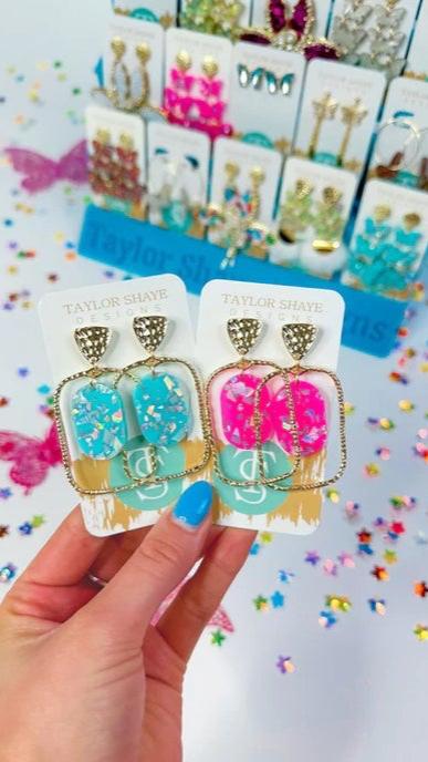 Cotton Candy Oval Hoop Earrings