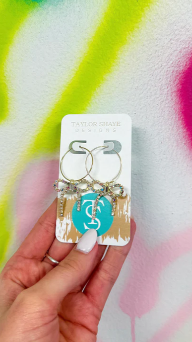 Iridescent Bow Hoop Earrings