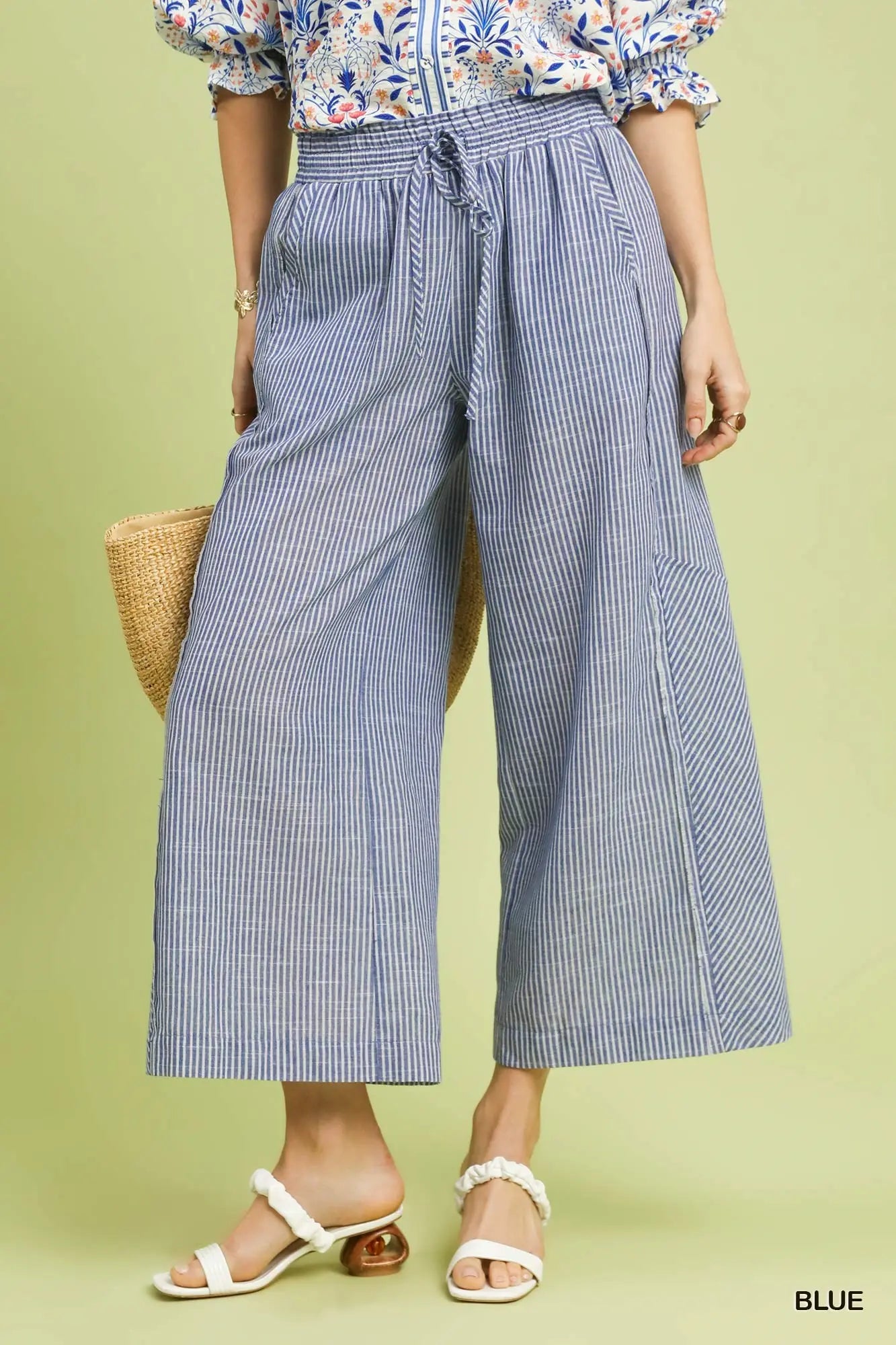 Umgee Linen Blend Striped Pants