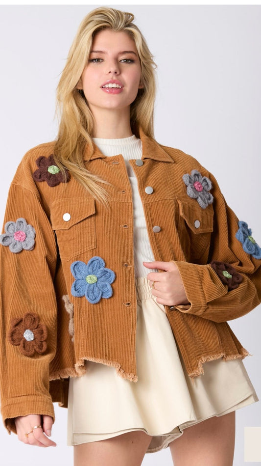 Kelsey Corduroy Flower Patch Jacket **AVAILABLE FOR SHIPPING 11/7/2024