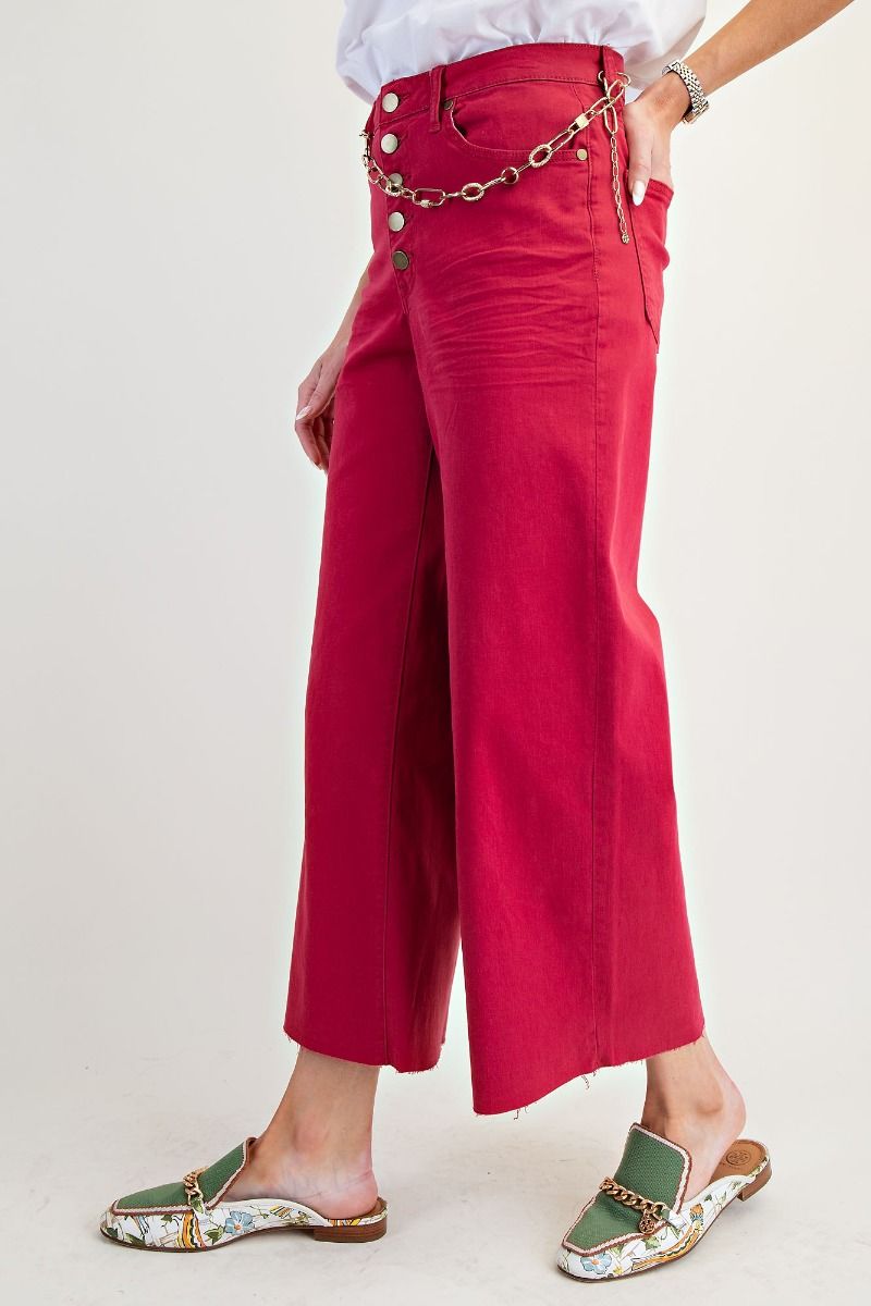 Easel Button Fly Twill Wide Bottom Pants