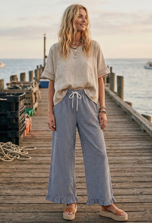 Sewn & Seen Navy Gingham Pants