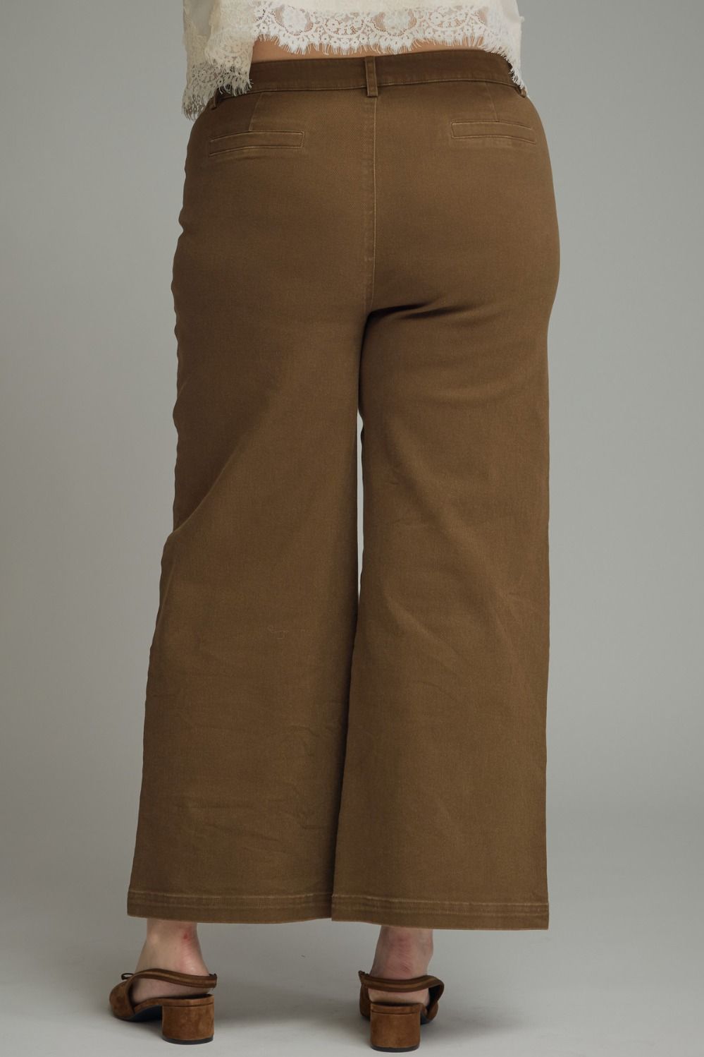 Entro Wide Leg Plus Size Pants with Horsebit Detail