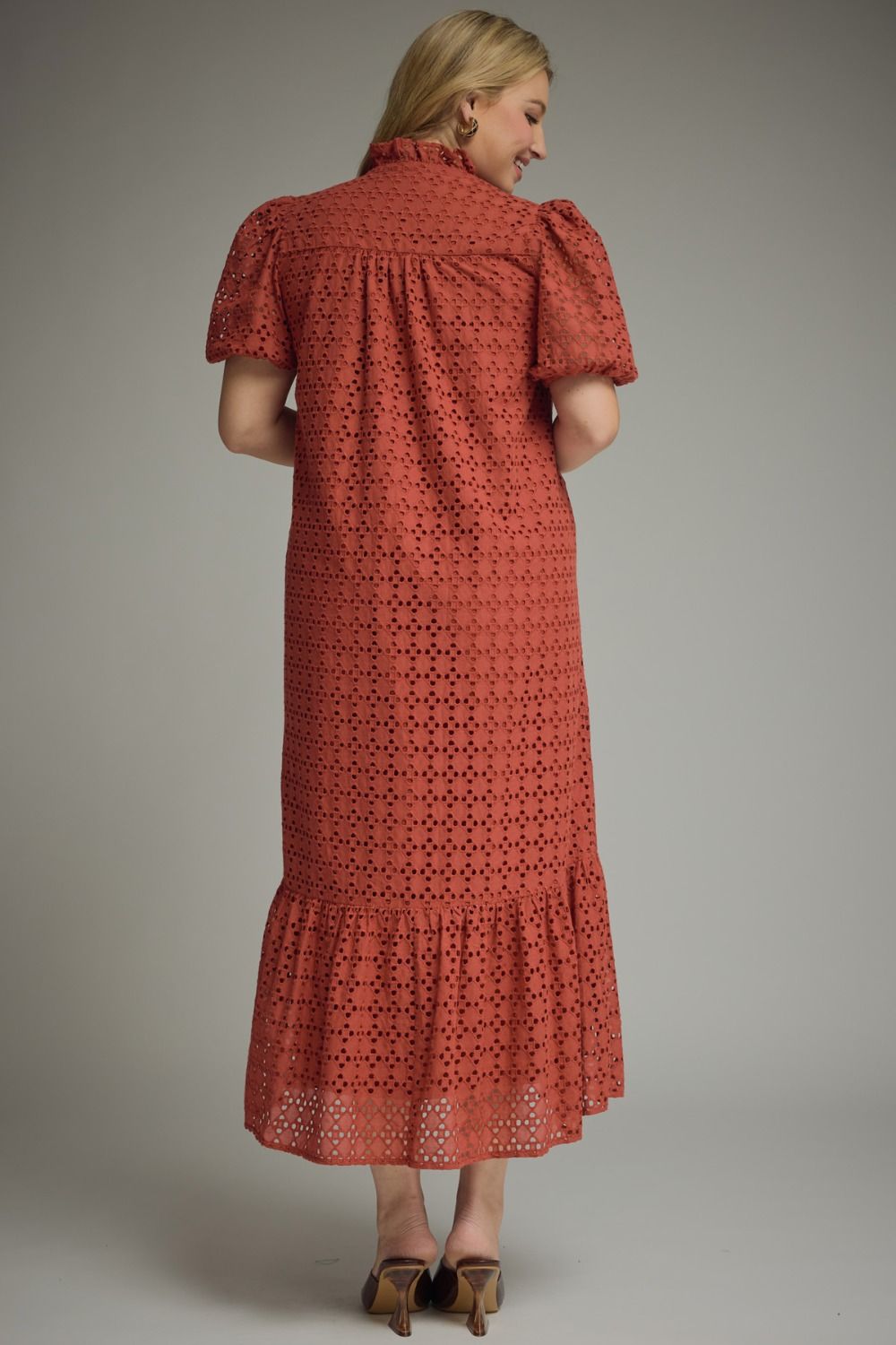 The Dennie Eyelet Rust Plus Size Dress