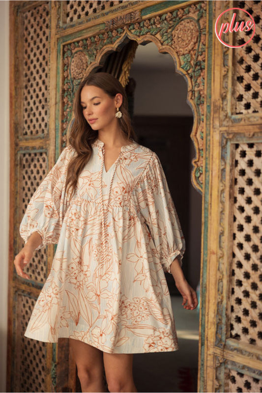 Apollo Toffee Print Plus Size Dress