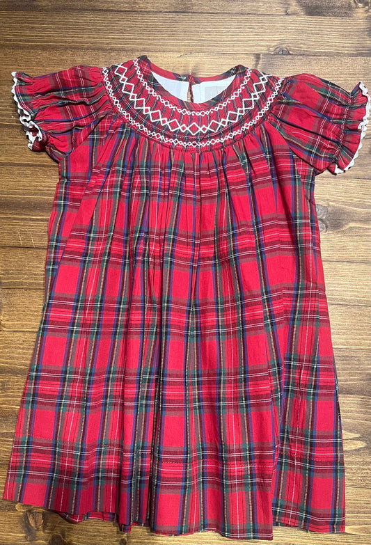 Lil Cactus Red Plaid Bishop Dress