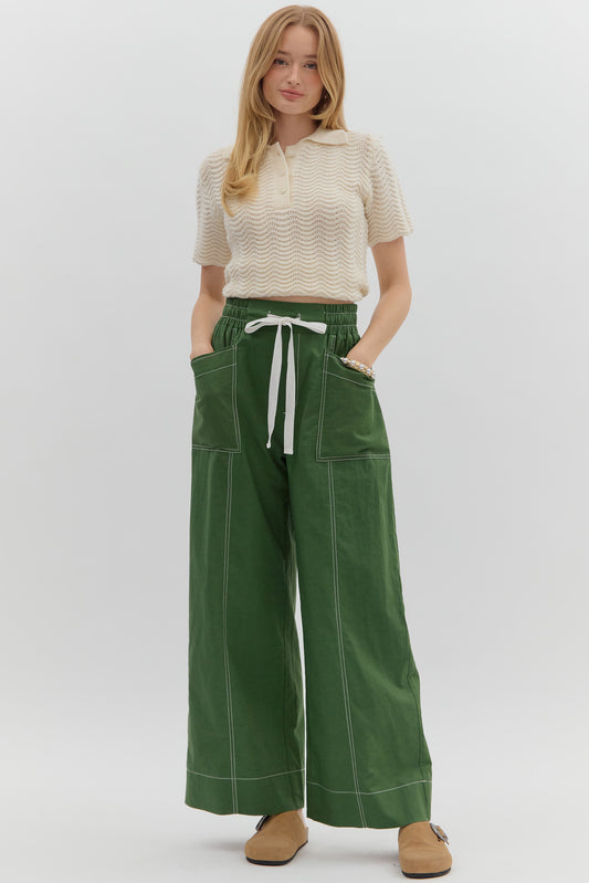Entro Drawstring Wide Leg Pants