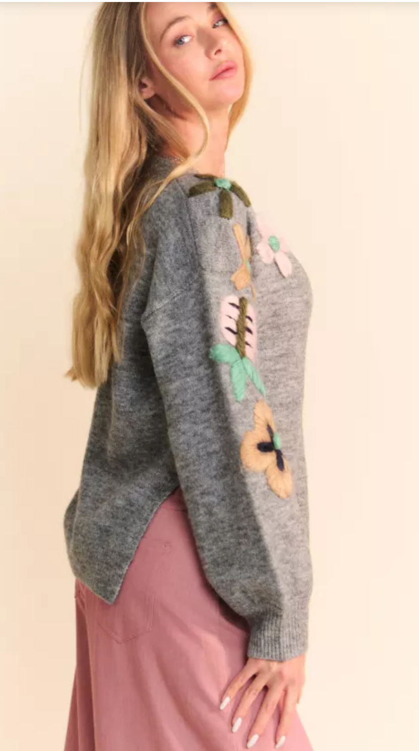 Dannie Floral Embroidered Sweater