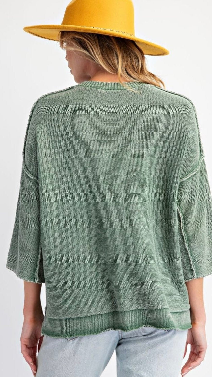 Ainsley Plus Size Casual Oversized Mineral Washed Sweater