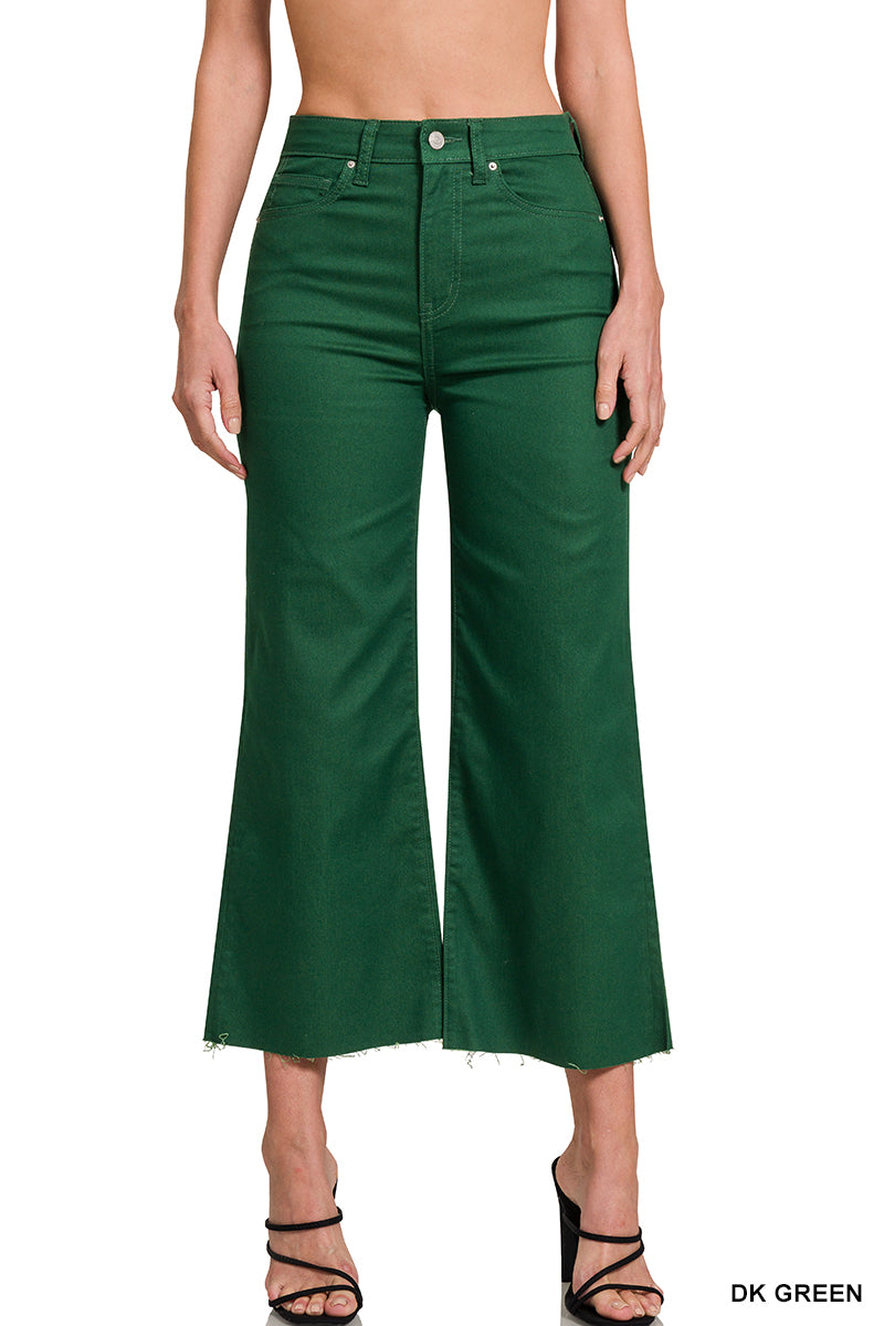 Zenana High Rise Flared Cropped Denim Pants