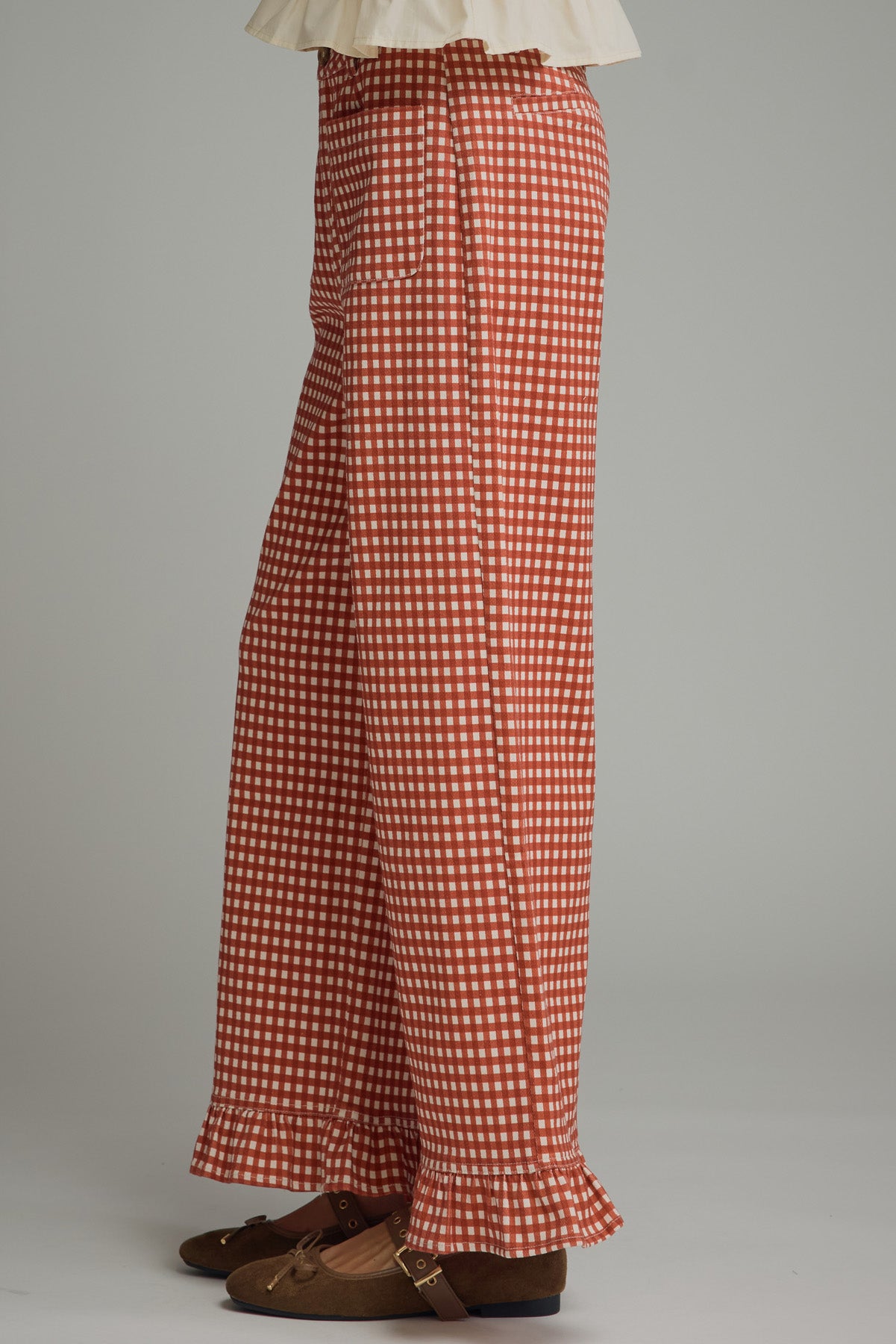 Entro Rust Gingham Checked Pants
