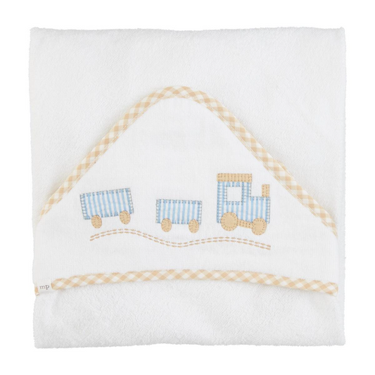 Mud Pie Train Appliqué Hooded Towel