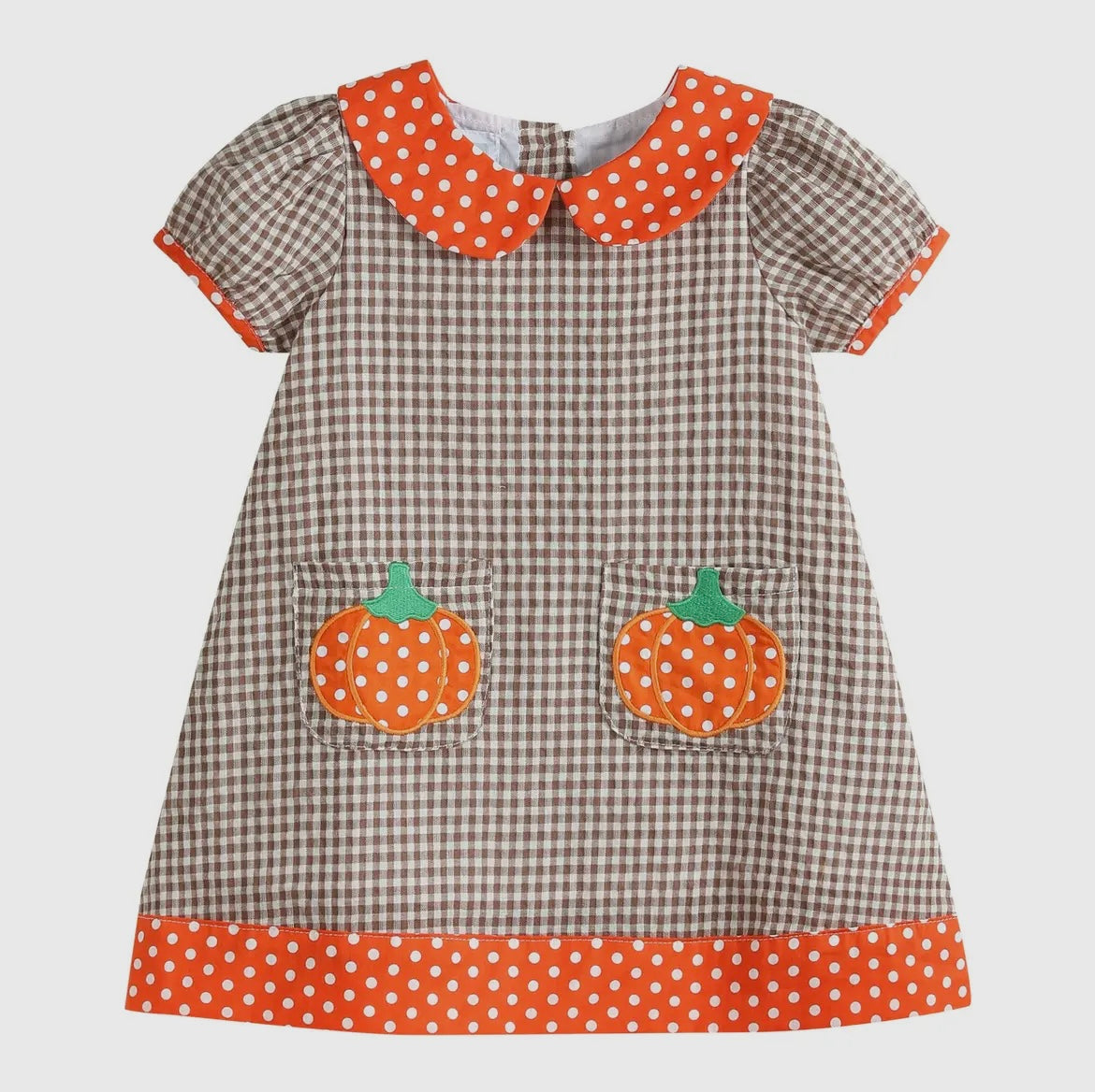 Brown Gingham A-Line Dress