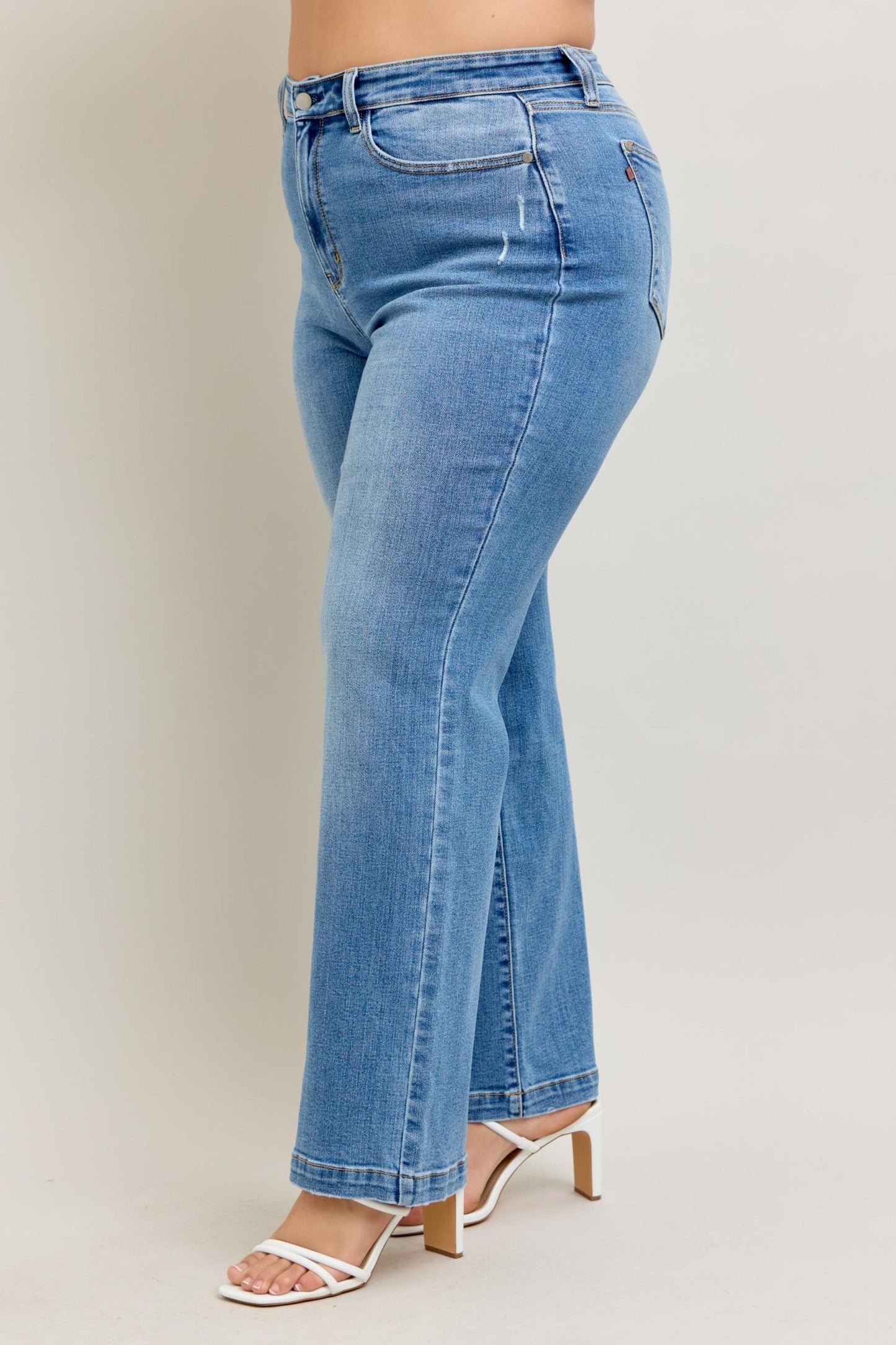 Judy Blue High Waist Trouser Style Straight Fit Plus Size Jeans