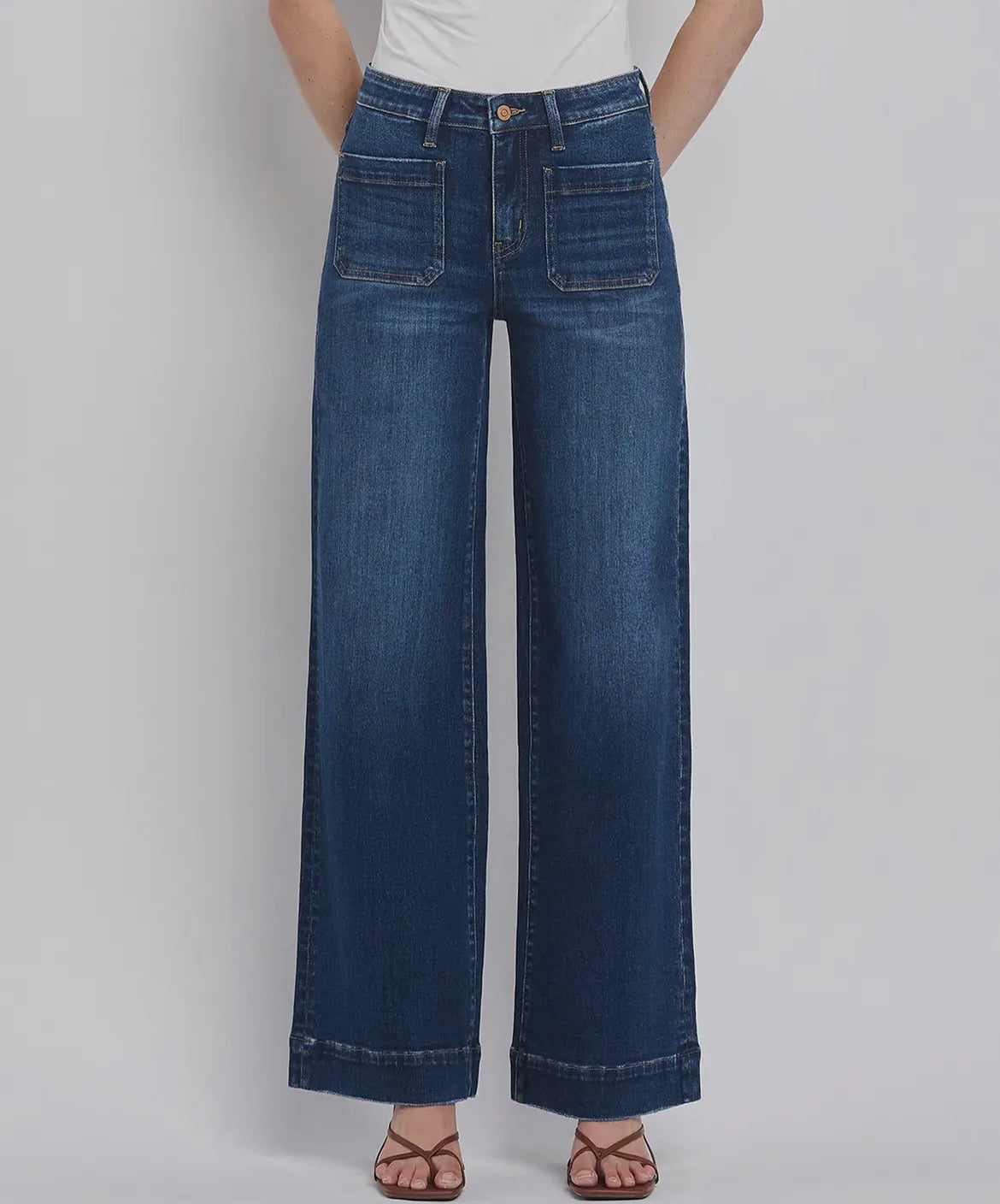 Flying Monkey High Rise Patch Pocket Trouser Jeans - 32” Inseam