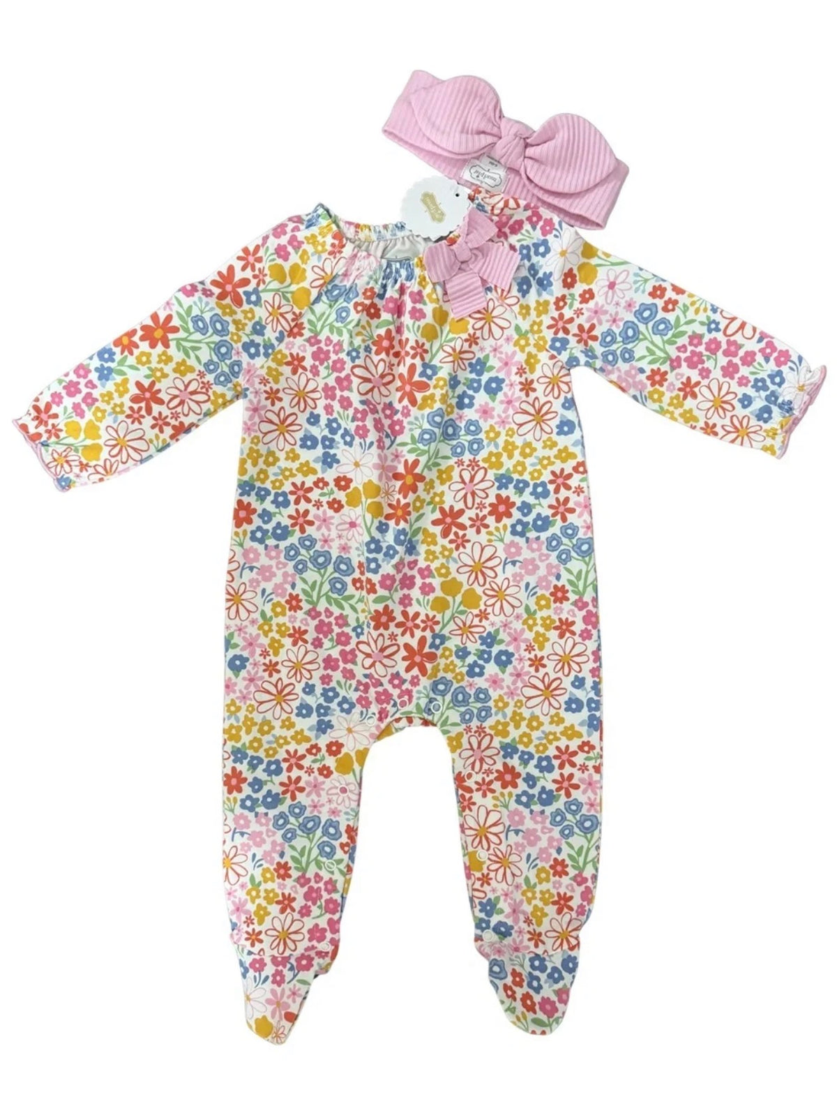 MudPie Ditsy Floral Sleeper and Matching Headband