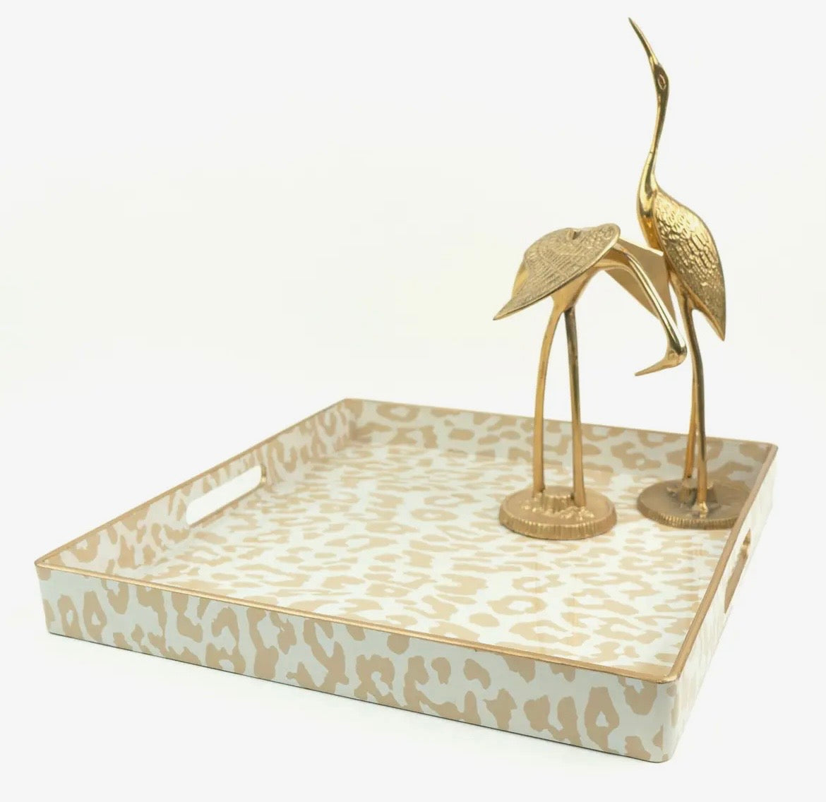 8 Oak Lane Natural Leopard Print Square Tray