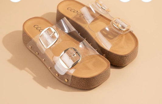 Ccocci Nancy Double Strapped Clear Platform Sandals