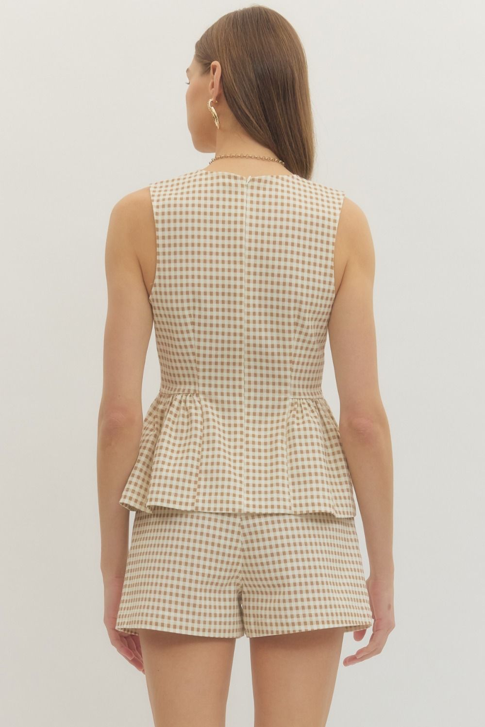 The Shayla Tan Gingham Top