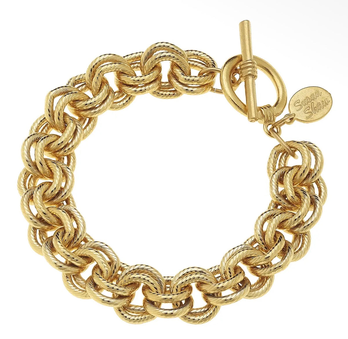 Susan Shaw Gold Double Link Chain Bracelet