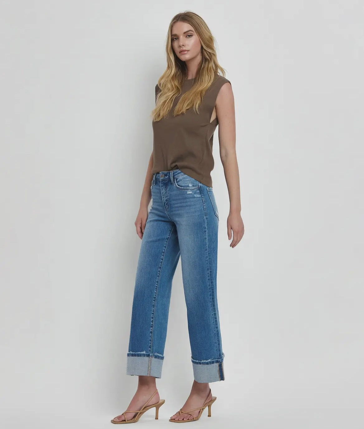 Flying Monkey High Rise Wide Cuff Jeans