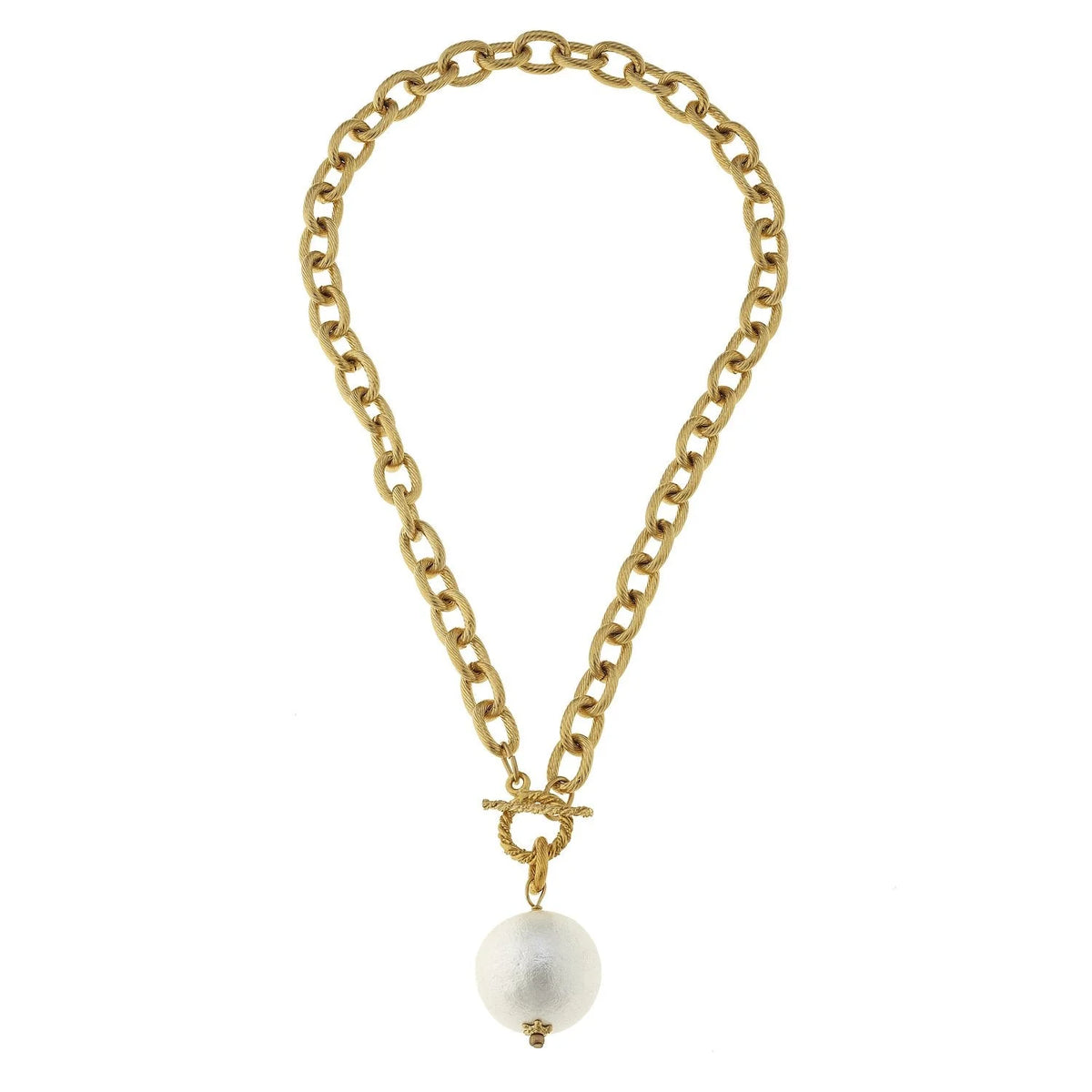 Susan Shaw Cotton Pearl Gold Toggle Necklace