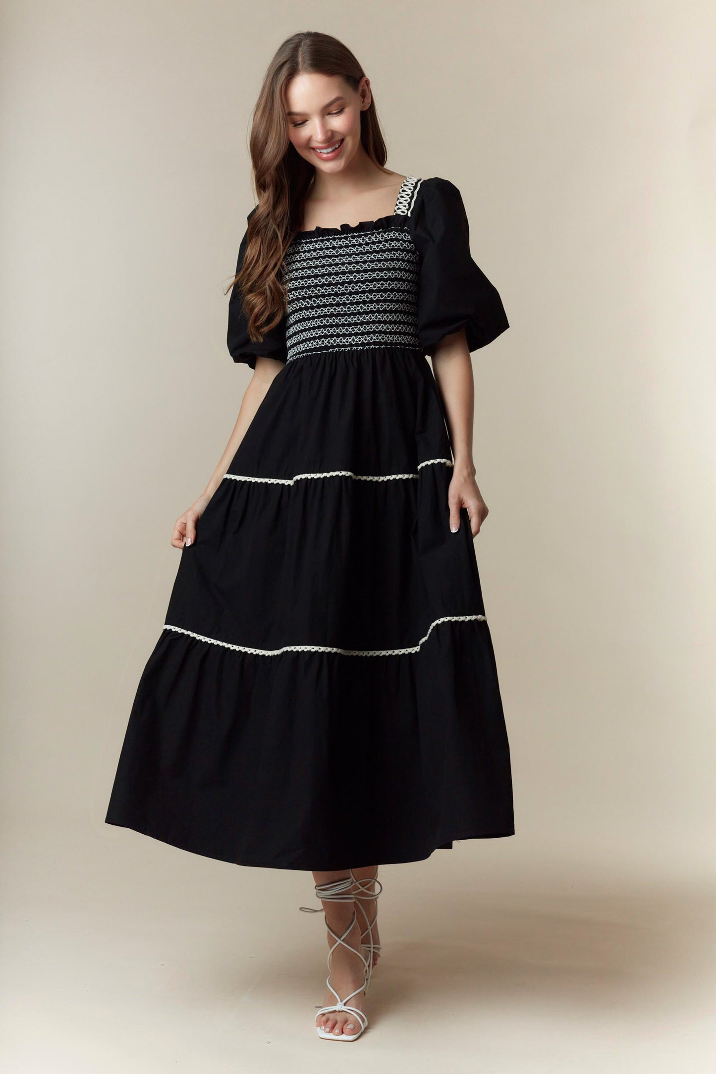 The Lawter Black Smocked Dress