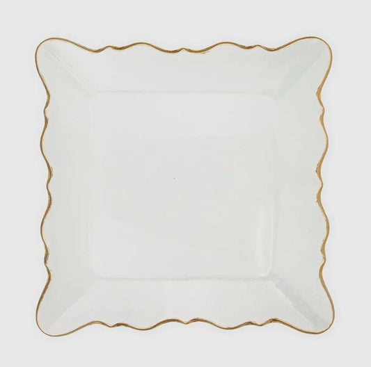Royal Standard Chateau Square Serving Platter, Clear & Gold