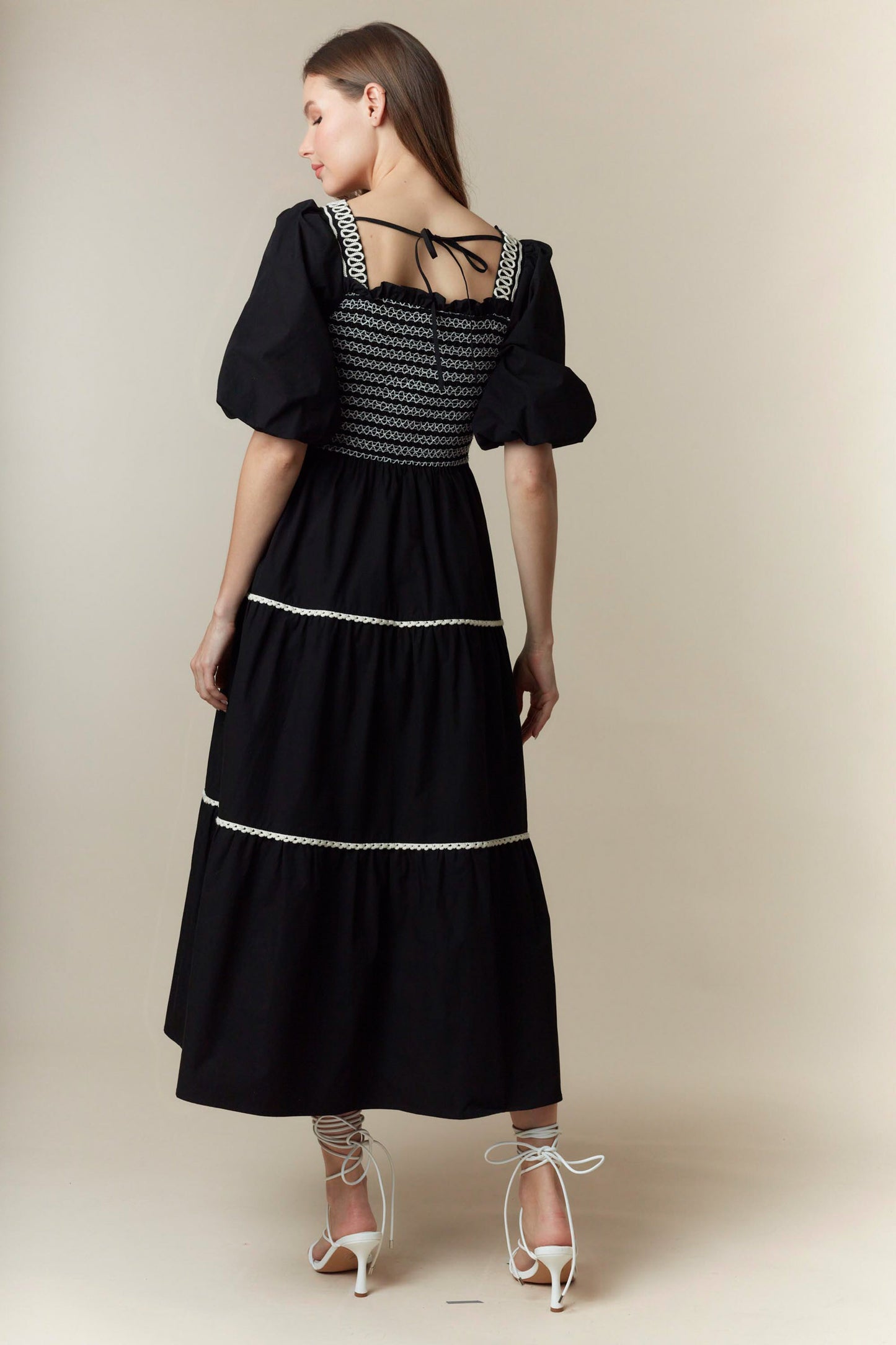 The Lawter Black Smocked Dress
