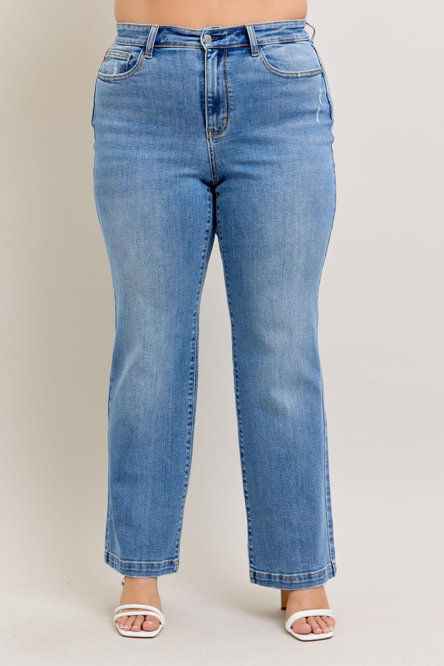 Judy Blue High Waist Trouser Style Straight Fit Plus Size Jeans