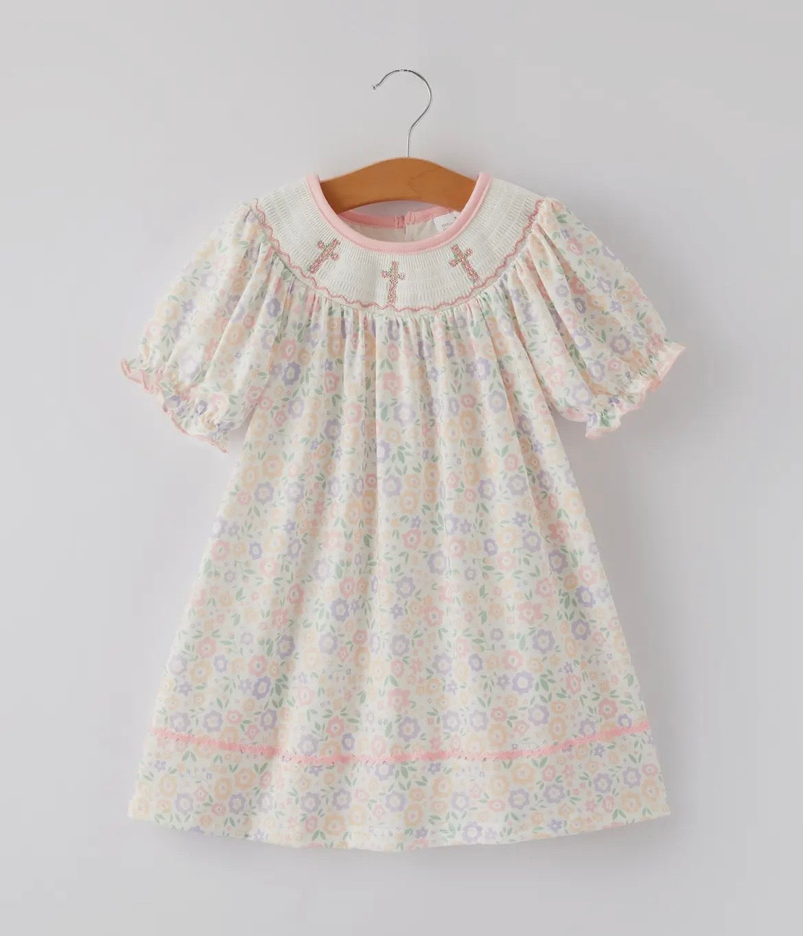 Rylee Faith Colorful Cross Embroidered Dress