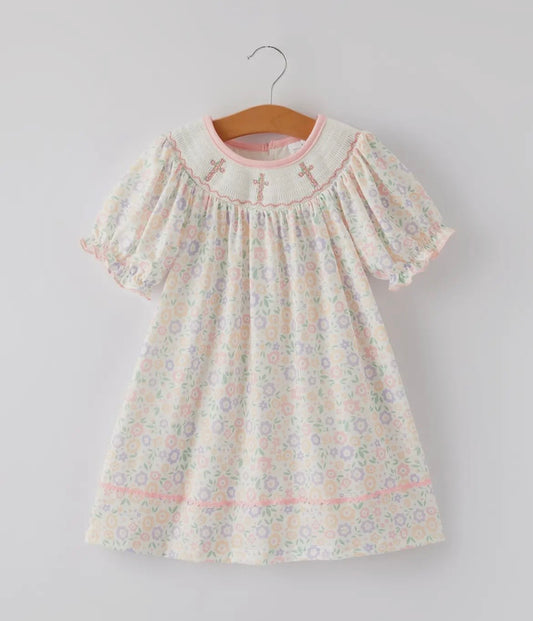 Rylee Faith Colorful Cross Embroidered Dress