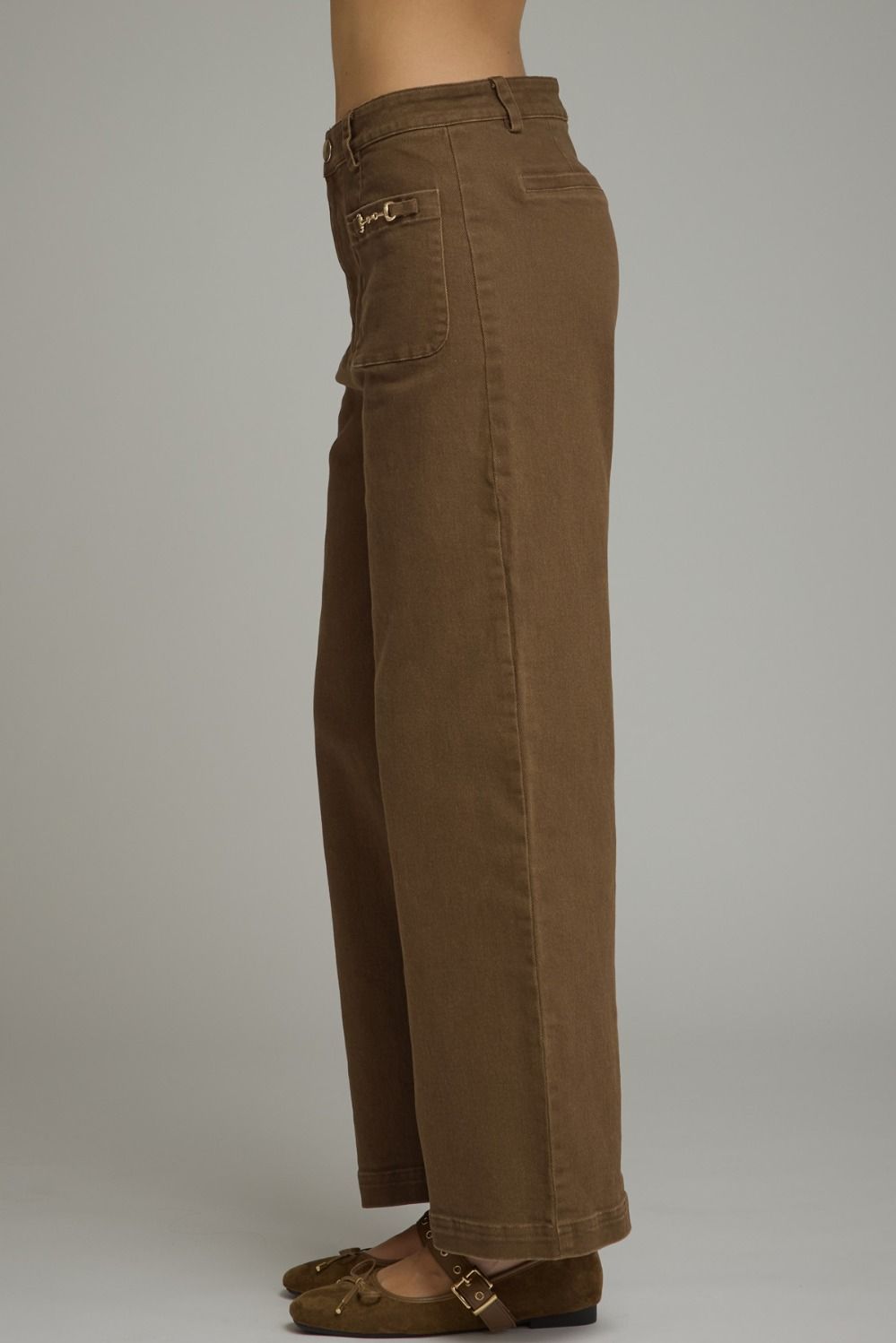 Entro Wide Leg Pants With Horsebit Detail