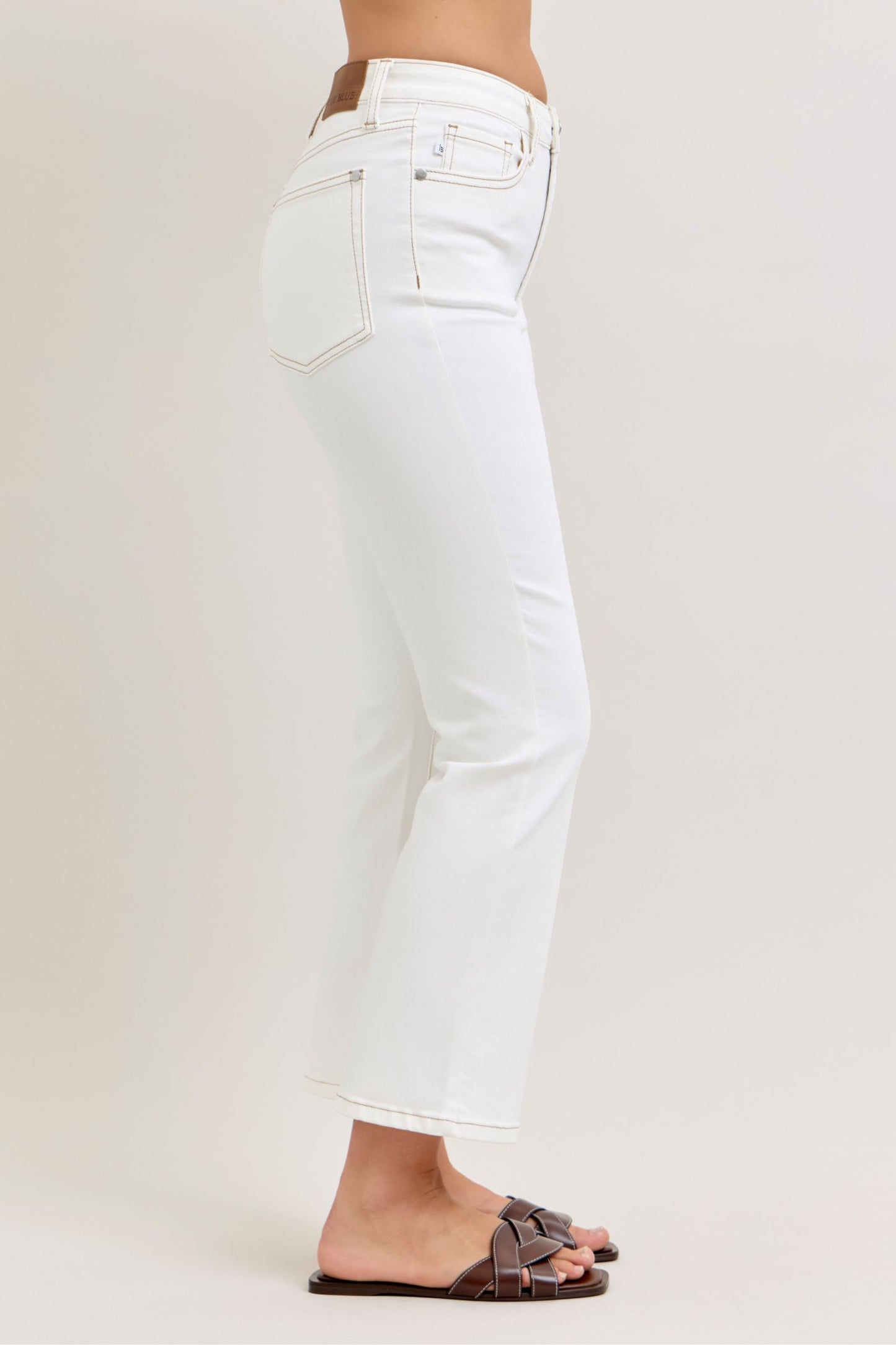 Judy Blue High Waist Kick Flare White Jeans