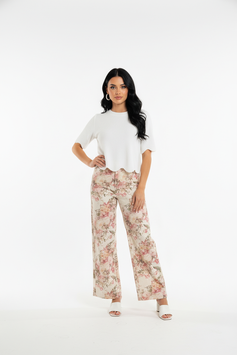 Entro Floral Print Patch Pocket Pants