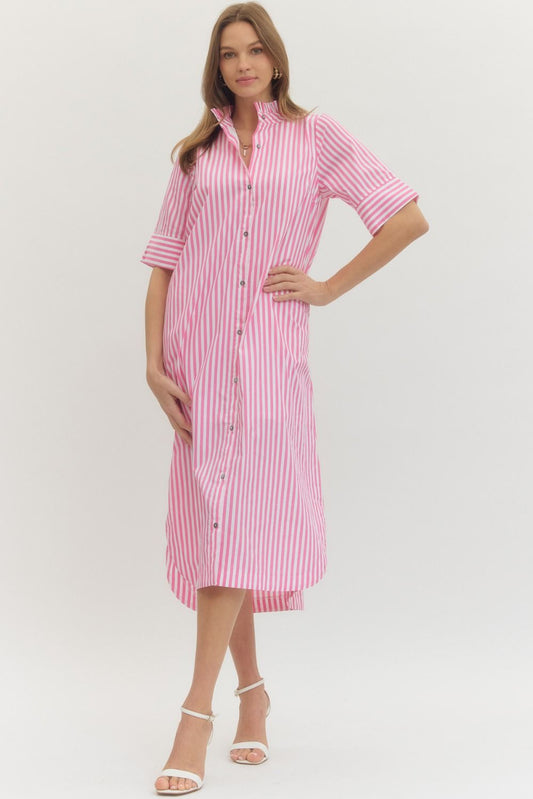 The Feagan Pink Striped Dress