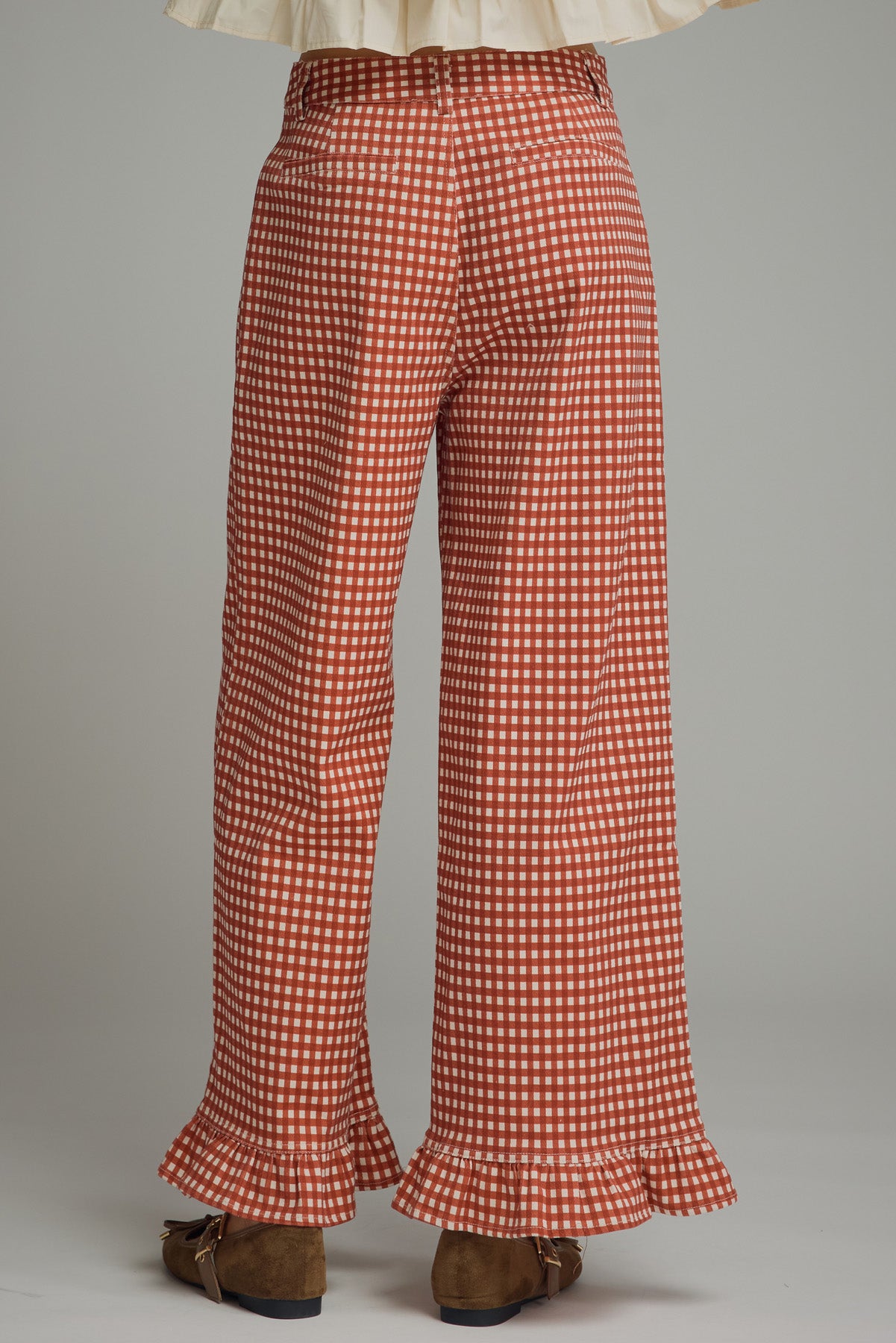 Entro Rust Gingham Checked Pants